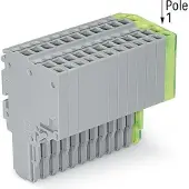 Wago 2020-215/000-036 2-Leiter-Federleiste,Push-in CAGE CLAMP,1,5 mm2,grau/grün-gelb 2020215000036 - 10 Stück