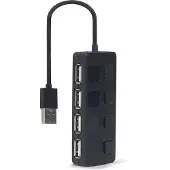 Gembird UHB-U2P4-05, USB 2.0 Type-A, USB 2.0, Schwarz, 0,15 m, Windows 10, Windows 11, Windows 8, 32 mm