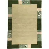 Theko Wollteppich "Royal Ganges" Gr. 31, grün, B:90cm H:13mm L:160cm, Viskose, Wolle, Teppiche, Wollteppich, 95% Wolle, mit Bordüre, auch in rund, Wohnzimmer, Schlafzimmer