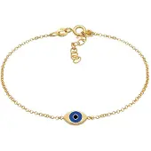 Elli Armkette "Armband Evil Eye Auge Symbol Emaille 925er Silber" Gr. 160, gold, Armbänder, Damen, Silber 925 (Sterlingsilber), Armkette