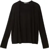 Tom Tailor Cardigan , Damen, Gr. XL (42), schwarz, Strick, Obermaterial: 98% Viskose, 2% Elasthan, unifarben, lässig geschnitten hüftbedeckend, Rundhals, Strickjacken Cardigan, ohne Verschluss