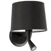 Faro Wandleuchte Conga mit LED-Leseleuchte, schwarz