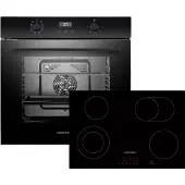 Respekta Backofen Herd Kochfeld Schwarz Glaskeramik 77cm Einbau autark rahmenlos