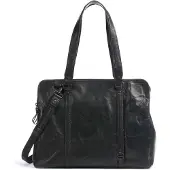 Spikes & Sparrow Leder Schultertasche Laptoptasche mit Laptopfach Kansas Shoulderbag Black schwarz