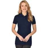 Trigema Poloshirt "Poloshirt aus elast. Piqué", Damen, Gr. L, blau (navy), Piqué, 94% Baumwolle, 6% Elasthan, Basic, lang, ohne Ausschnitt, Shirts Poloshirt