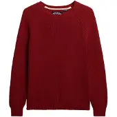 Superdry für Damen. W6110672A Entspannter Rippenstrickpullover kastanienbraun (L), Rot, Lässig, Baumwolle