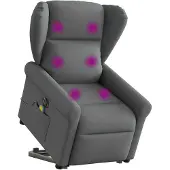 vidaXL Elektrischer Massagesessel mit Aufstehhilfe Dunkelgrau Stoff