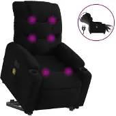 vidaXL Elektrischer Massagesessel mit Aufstehhilfe Schwarz Stoff