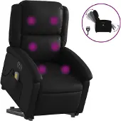 vidaXL Massagesessel mit Aufstehhilfe Elektrisch Schwarz Kunstleder