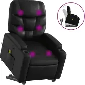 vidaXL Massagesessel mit Aufstehhilfe Schwarz Kunstleder