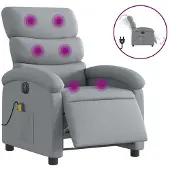 vidaXL Massagesessel Elektrisch Hellgrau Stoff