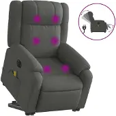 vidaXL Elektrischer Massagesessel mit Aufstehhilfe Dunkelgrau Stoff