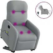 vidaXL Elektrischer Massagesessel mit Aufstehhilfe Hellgrau Stoff