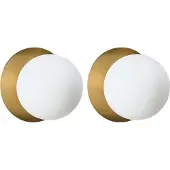 Beliani Wandleuchte 2er-Set gold Metallfuß Glasschirm modern