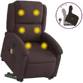 vidaXL Massagesessel mit Aufstehhilfe Dunkelbraun Stoff