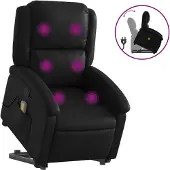 vidaXL Massagesessel mit Aufstehhilfe Schwarz Kunstleder