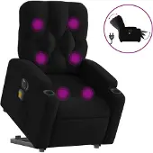 vidaXL Elektrischer Massagesessel mit Aufstehhilfe Schwarz Stoff