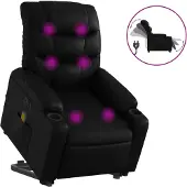 vidaXL Massagesessel mit Aufstehhilfe Elektrisch Schwarz Kunstleder