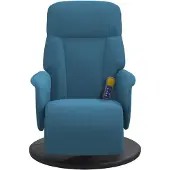 vidaXL Massagesessel mit Fußteil Blau Samt
