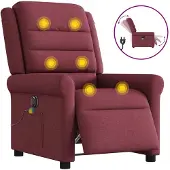 vidaXL Massagesessel Elektrisch Weinrot Stoff