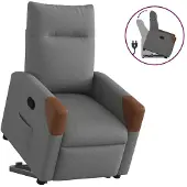 vidaXL Relaxsessel mit Aufstehhilfe Dunkelgrau Stoff