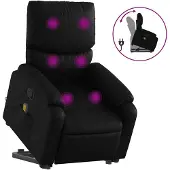 vidaXL Massagesessel mit Aufstehhilfe Schwarz Kunstleder
