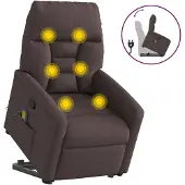 vidaXL Massagesessel mit Aufstehhilfe Dunkelbraun Stoff