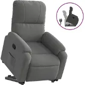 vidaXL Relaxsessel mit Aufstehhilfe Dunkelgrau Mikrofasergewebe