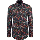 Seidensticker Businesshemd "Schwarze Rose" Slim 1/1 Kentkragen Geblümt