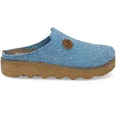 Rohde Pantoffel "Foggia-D", Damen, Gr. 39, Filz, blau (navy, meliert), Schuhe Pantoffel, Hausschuh, Clog, zweifarbiger Homeslipper mit Profilsohle, Topseller