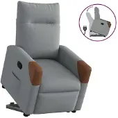 vidaXL Relaxsessel mit Aufstehhilfe Hellgrau Stoff