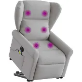 vidaXL Massagesessel mit Aufstehhilfe Elektrisch Wolkengrau Stoff