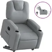 vidaXL Relaxsessel mit Aufstehhilfe Elektrisch Hellgrau Stoff
