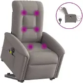 vidaXL Elektrischer Massagesessel mit Aufstehhilfe Taupe Stoff