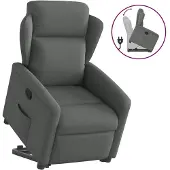 vidaXL Relaxsessel mit Aufstehhilfe Dunkelgrau Stoff