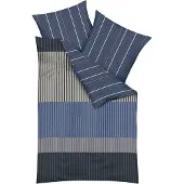 Kaeppel Wendebettwäsche "Skyline", blau, B/L: 155cm x 220cm, 1 Stk., 1 Stk., Mako-Satin, B/L: 80cm x 80cm, 2 Stk., Mako-Satin, Obermaterial: 100% Baumwolle, Bettwäsche, Wendebettwäsche