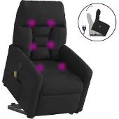 vidaXL Massagesessel mit Aufstehhilfe Schwarz Stoff