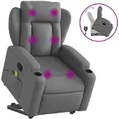 vidaXL Massagesessel mit Aufstehhilfe Dunkelgrau Stoff