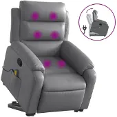 vidaXL Massagesessel mit Aufstehhilfe Grau Kunstleder