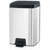 Brabantia Treteimer, 10 Liter, Platzsparender Abfallbehälter aus Kunststoff, Farbe: Brilliant Steel