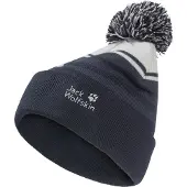 Jack Wolfskin - Kid's Stripy Pompom Beanie - Mütze Gr 49-50 cm schwarz