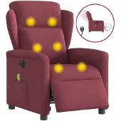 vidaXL Massagesessel Elektrisch Weinrot Stoff