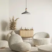 Bamyum Pendelleuchte Grau Ø35 cm Metall E27 Moderne Lampe, Ohne Leuchtmittel
