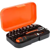 Bahco 1/4 Steckschlüssel-Satz mit Sechskant-Profil und Bits mit magnetischem Bithalter, 34-tlg.