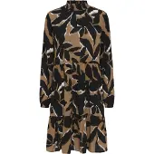 Kaffe Midikleid "Damen Kleid KAlinda", Damen, Gr. 36, N-Gr, beige (toasted coconut, schwarz flower), Obermaterial: 100% Viskose LENZING ECOVERO CV LenzEcov., Kleider Midikleid