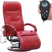 Mendler Relaxliege ARLES II, Relaxsessel Massagesessel, MIT Massage Leder, rot
