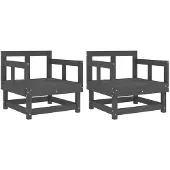 Syfax Gartenstühle 2 Stk. Grau Massivholz Kiefer