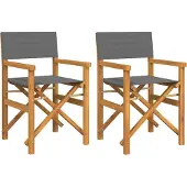 Syfax Regiestühle 2 Stk. Klappbar Grau Massivholz Teak