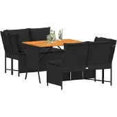 Syfax 3-tlg. Garten-Sofagarnitur mit Kissen Schwarz Poly Rattan