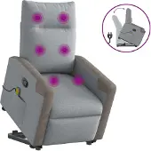 Syfax Massagesessel mit Aufstehhilfe Taupe Stoff